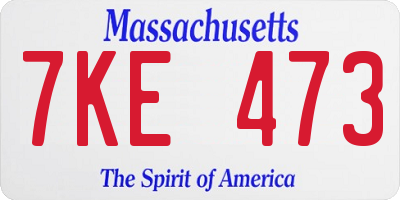 MA license plate 7KE473