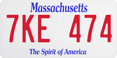 MA license plate 7KE474
