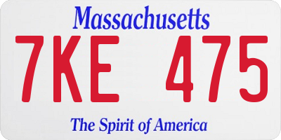 MA license plate 7KE475
