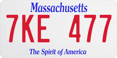 MA license plate 7KE477