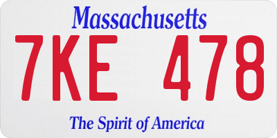 MA license plate 7KE478