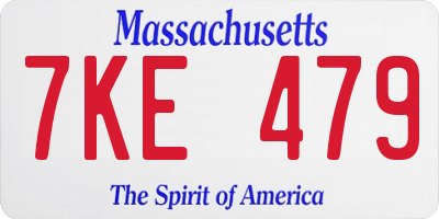 MA license plate 7KE479