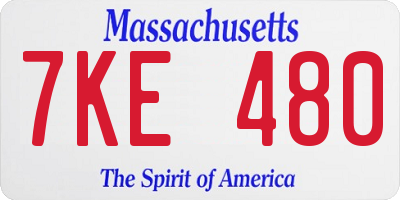 MA license plate 7KE480