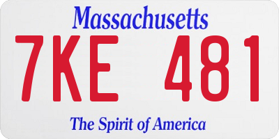 MA license plate 7KE481