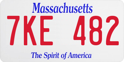 MA license plate 7KE482