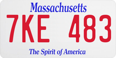 MA license plate 7KE483