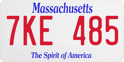 MA license plate 7KE485