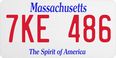 MA license plate 7KE486