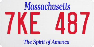 MA license plate 7KE487