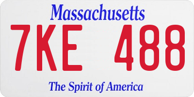 MA license plate 7KE488