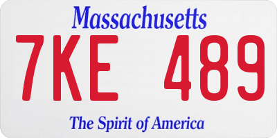 MA license plate 7KE489