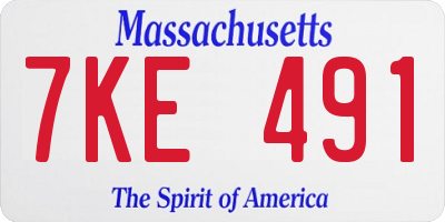 MA license plate 7KE491