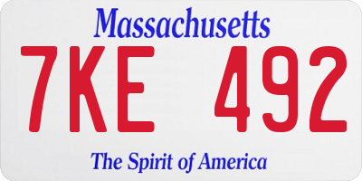 MA license plate 7KE492