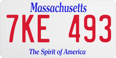 MA license plate 7KE493