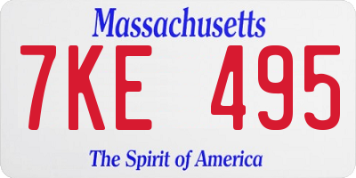 MA license plate 7KE495