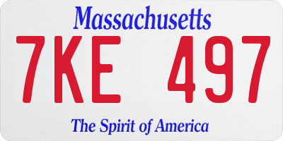 MA license plate 7KE497