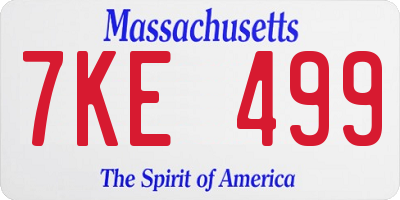 MA license plate 7KE499