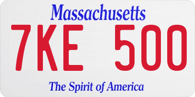 MA license plate 7KE500