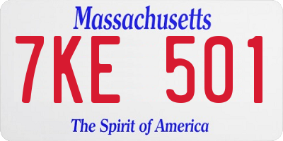 MA license plate 7KE501