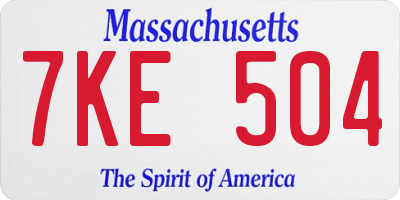 MA license plate 7KE504