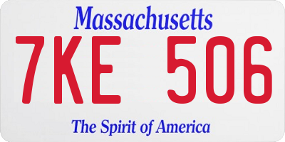 MA license plate 7KE506