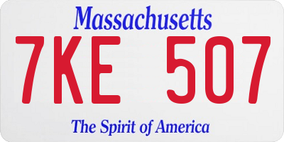MA license plate 7KE507