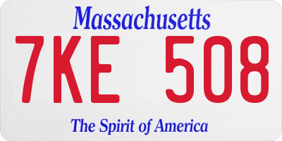 MA license plate 7KE508