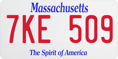 MA license plate 7KE509