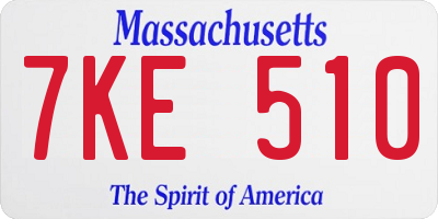 MA license plate 7KE510