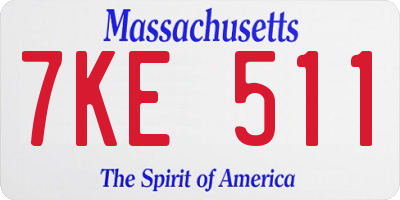 MA license plate 7KE511