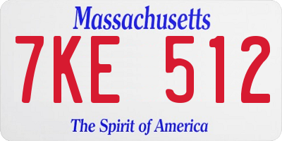 MA license plate 7KE512