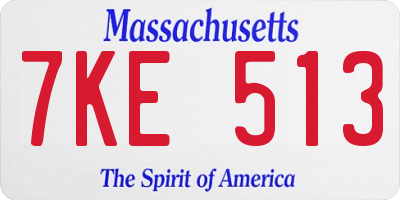 MA license plate 7KE513