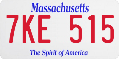 MA license plate 7KE515