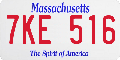 MA license plate 7KE516