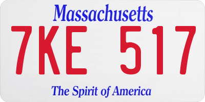 MA license plate 7KE517