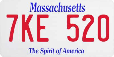 MA license plate 7KE520