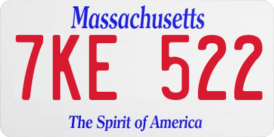 MA license plate 7KE522
