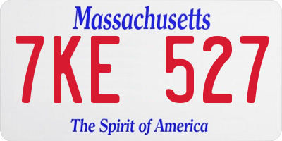 MA license plate 7KE527
