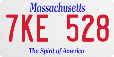 MA license plate 7KE528