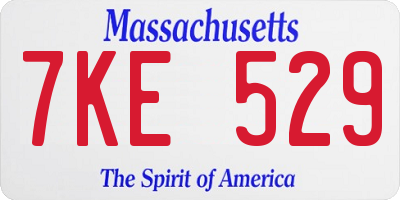 MA license plate 7KE529