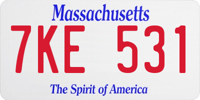 MA license plate 7KE531