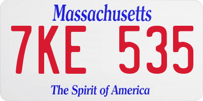 MA license plate 7KE535