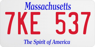 MA license plate 7KE537