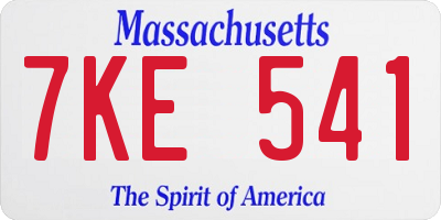 MA license plate 7KE541
