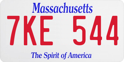 MA license plate 7KE544
