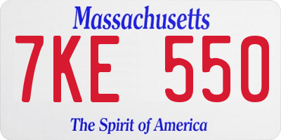 MA license plate 7KE550