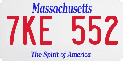 MA license plate 7KE552
