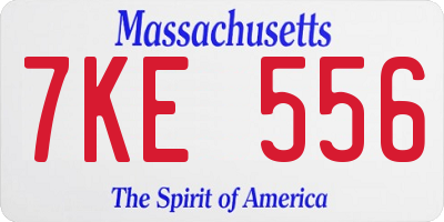 MA license plate 7KE556