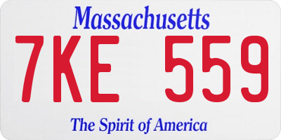 MA license plate 7KE559