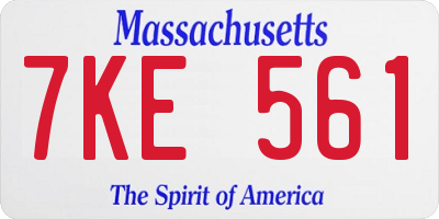 MA license plate 7KE561